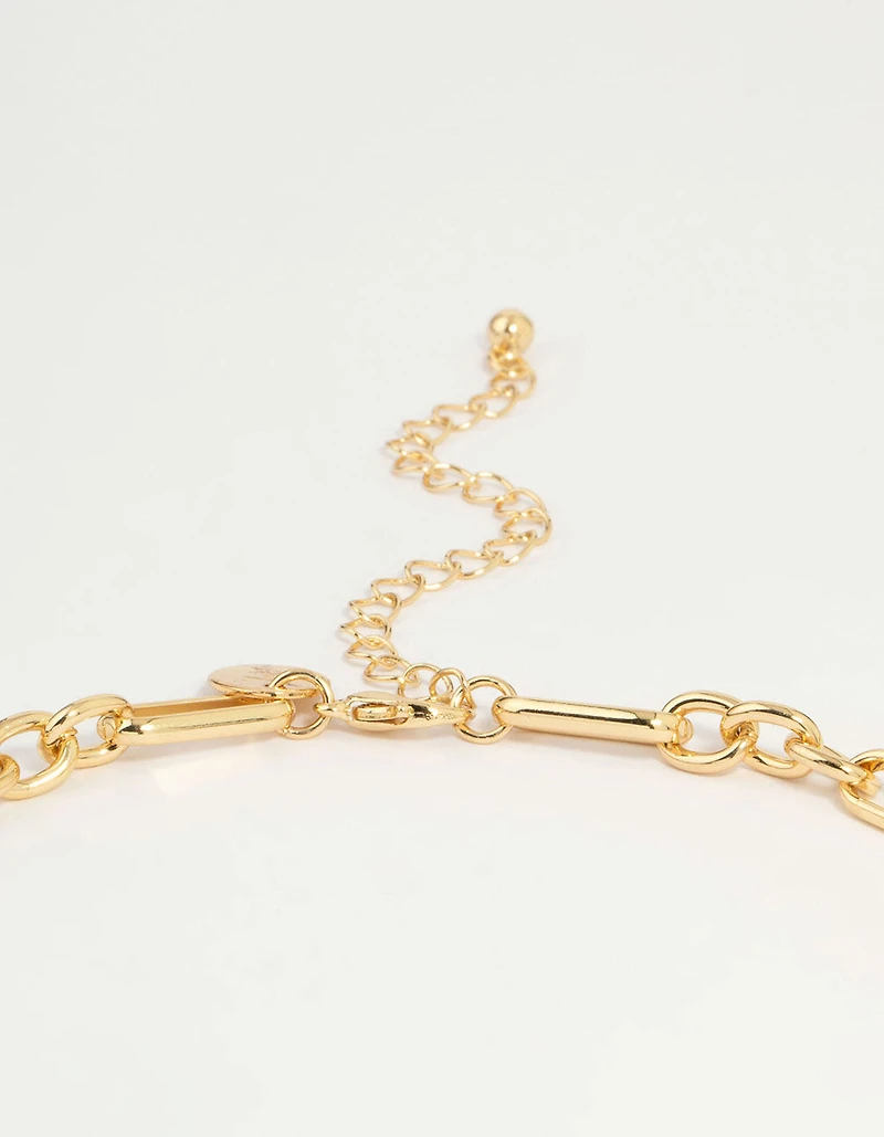 Collier en Y à maillons mixtes plaqué or