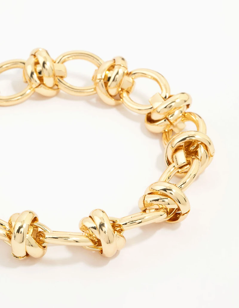 Gold Plated Round Knot Link Bracelet