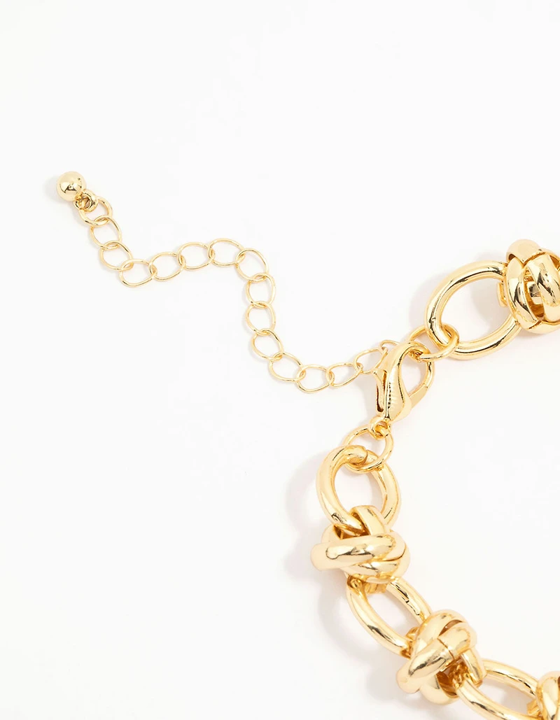 Gold Plated Round Knot Link Bracelet