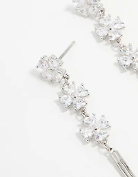 Boucles d’oreilles florales triangulaires en zircone cubique en argent