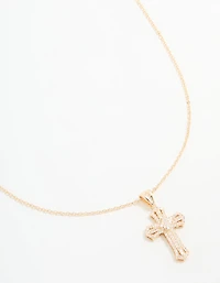 Gold Cubic Zirconia Mini Cross Necklace