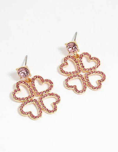 Boucles d’oreilles Lucky Heart Drop en diamant rose doré