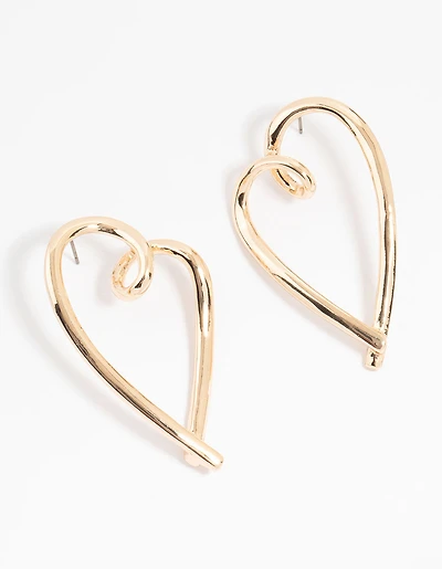 Boucles d’oreilles Gold Mega Heart Studs
