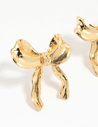 Gold Lovely Bow Stud Earrings