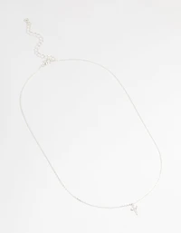 Silver Plated Cubic Zirconia Mini Cross Pendant Necklace
