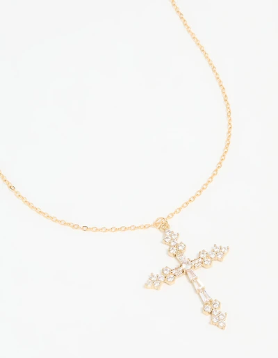 Gold Plated Cross Pendant Necklace