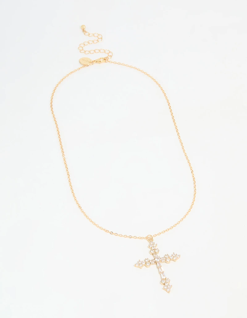 Gold Plated Cross Pendant Necklace