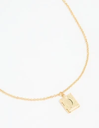 Gold Plated Rectangular Locket Pendant Necklace