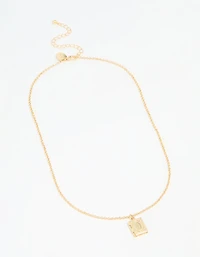 Gold Plated Rectangular Locket Pendant Necklace