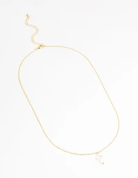 Gold Plated Mother Of Pearl Cross Pendant Necklace