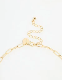 Gold Plated Cross & Pearl Charm Necklace
