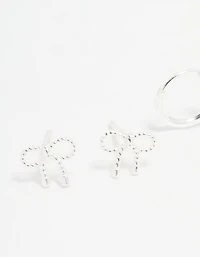 Sterling Silver Bow & Hoop Earrings 2-Pack
