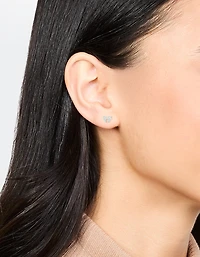Sterling Silver Cubic Zirconia Clean Bow Stud Earrings