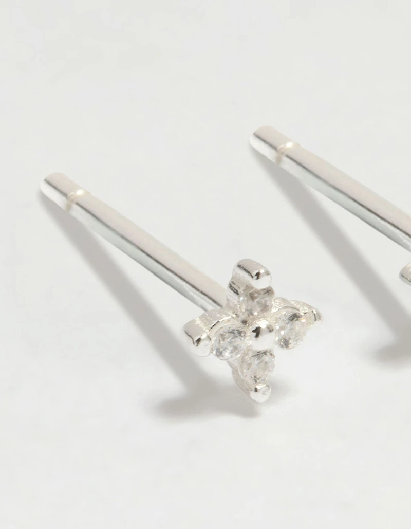 Sterling Silver Baby Flower Stud Earrings