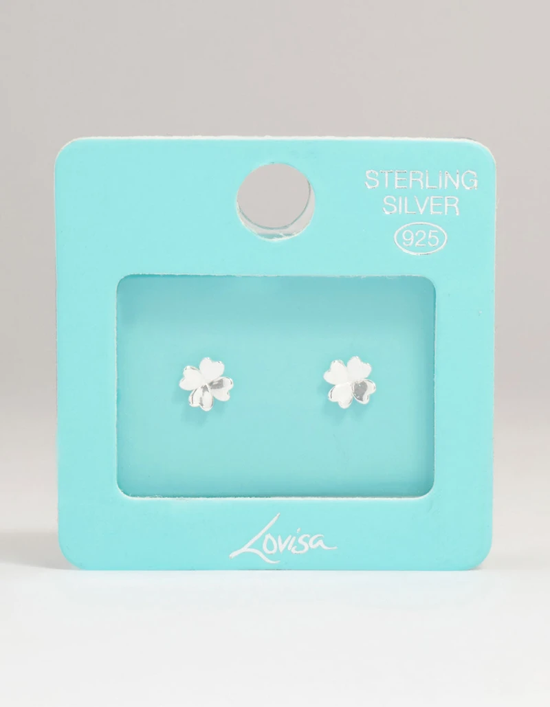 Sterling Silver Clean Clover Stud Earrings