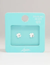 Sterling Silver Clean Clover Stud Earrings