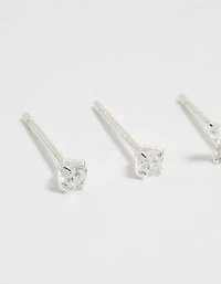 Sterling Silver Cubic Zirconia Butterfly Stud & Hoop Earrings 3-Pack