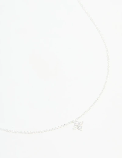 Sterling Silver Cubic Zirconia Micro Flower Pendant Necklace