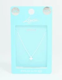 Sterling Silver Cubic Zirconia Micro Flower Pendant Necklace