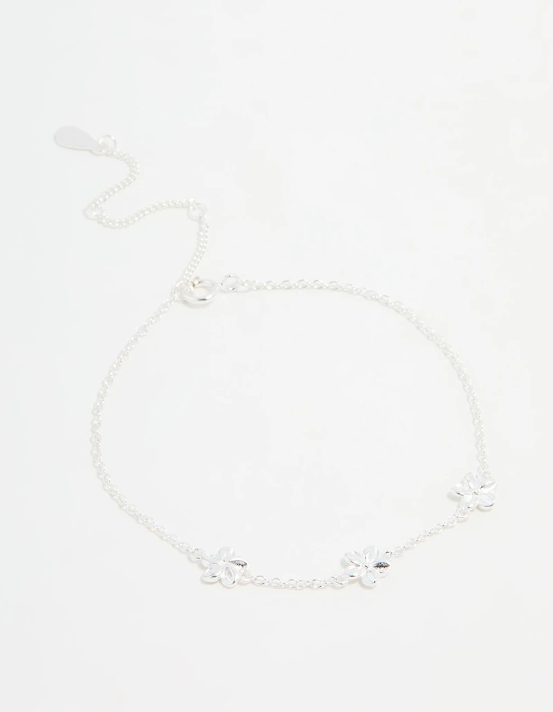 Sterling Silver Flower Trio Bracelet