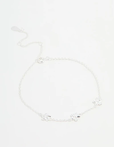 Sterling Silver Flower Trio Bracelet