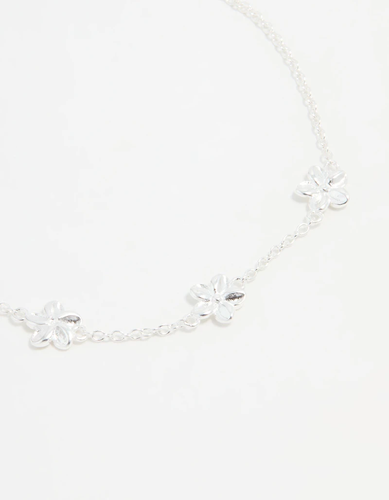 Sterling Silver Flower Trio Bracelet