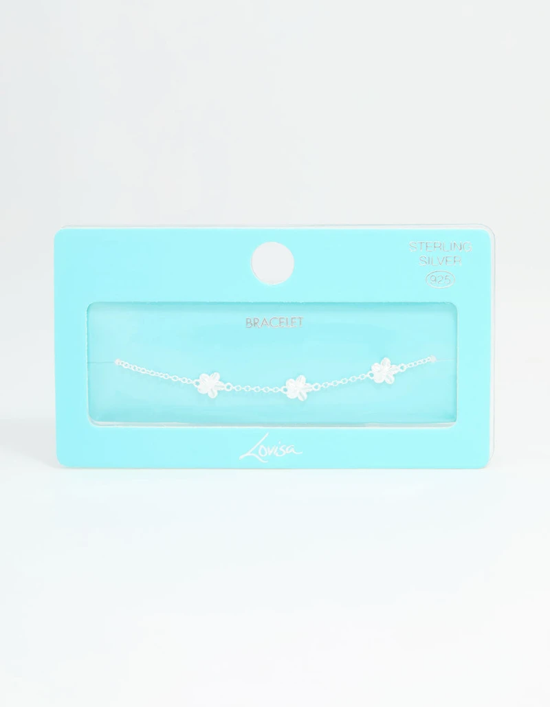 Sterling Silver Flower Trio Bracelet