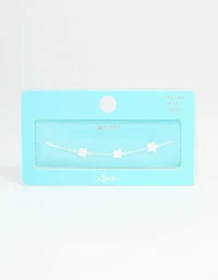 Sterling Silver Flower Trio Bracelet