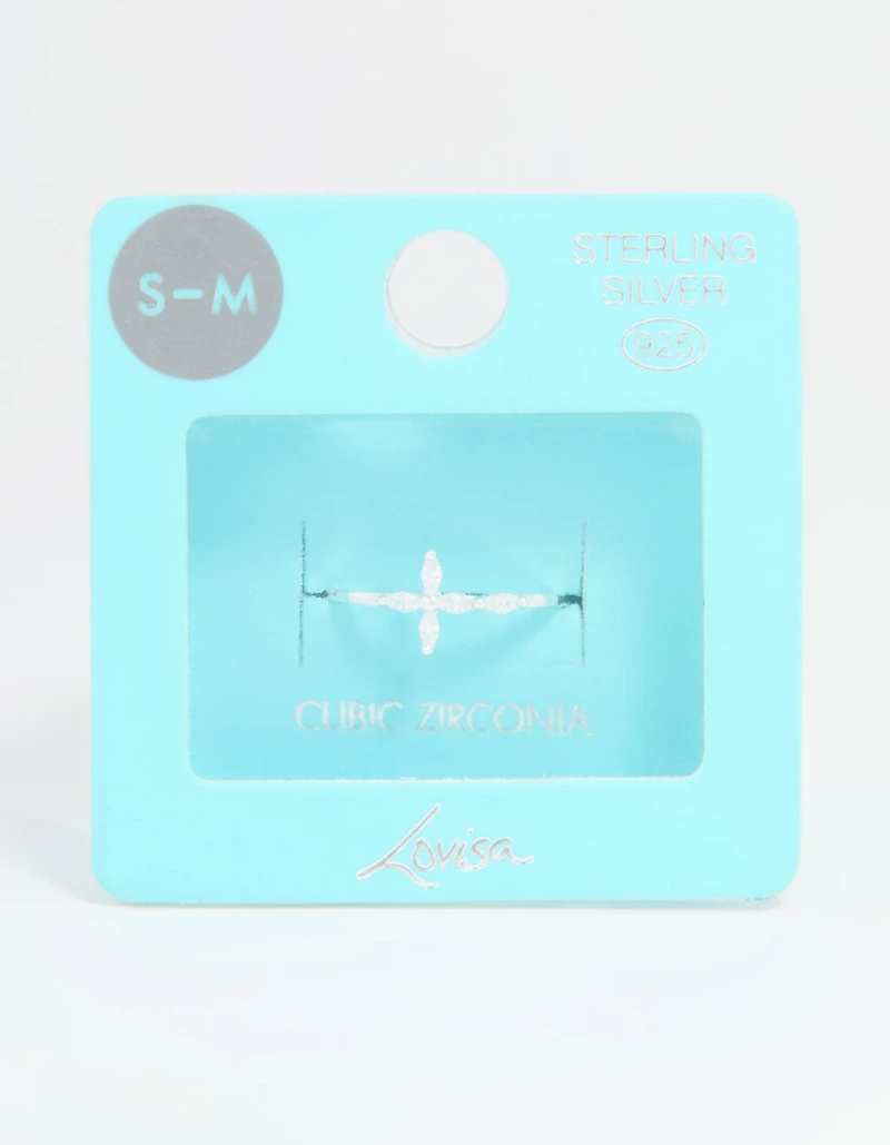 Anneau en croix de marquise zircone cubique argent sterling