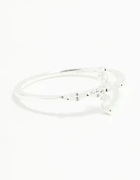 Sterling Silver Cubic Zirconia Marquise Cross Ring