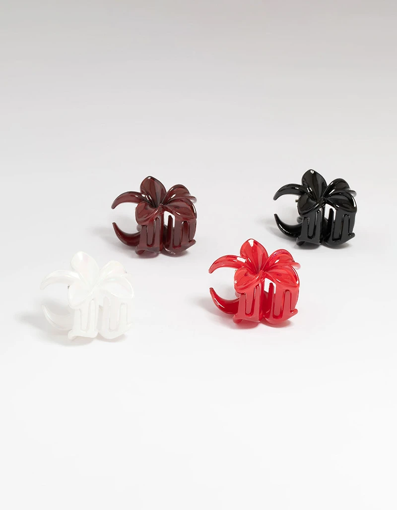 Multicoloured Mini Frangipani Claw Clips 4-Pack