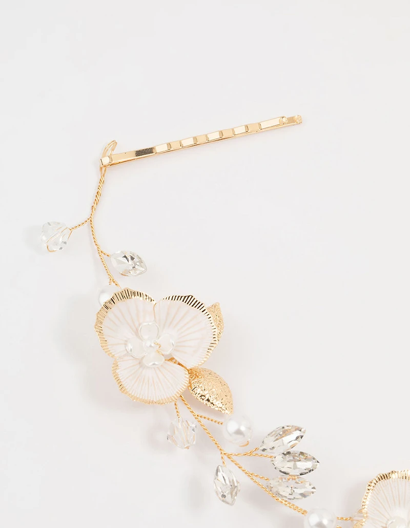 Gold Painted Flower Drop Earrings
