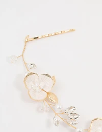 Gold Painted Flower Drop Earrings