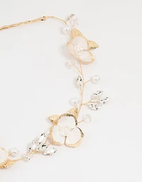 Boucles d’oreilles en fleur peintes dorées