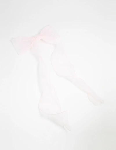 Pink Organza Fabric Curl Bow Hair Clip