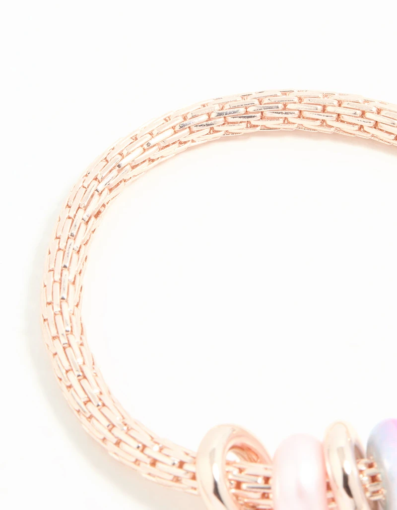Kids Rose Gold Unicorn Stretch Bracelet & Ring Set