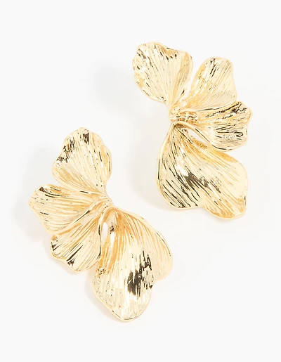 Gold Plated Leaf Stud Earrings