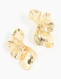 Gold Plated Leaf Stud Earrings