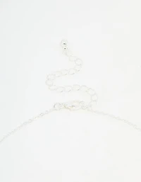 Silver Plated Diamante Outline Pendant Flower Necklace