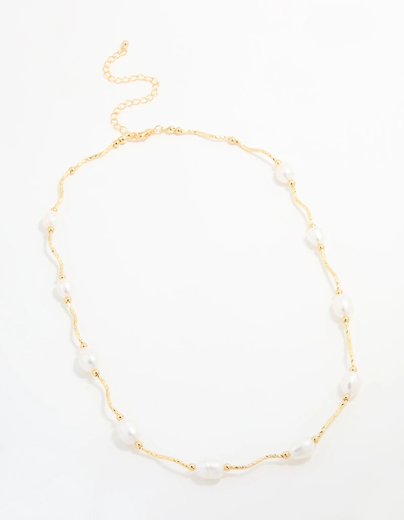 Gold Plated Freshwater Pearl Necklace