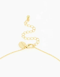 Gold Plated Green Semi Precious Cross Y-Necklace