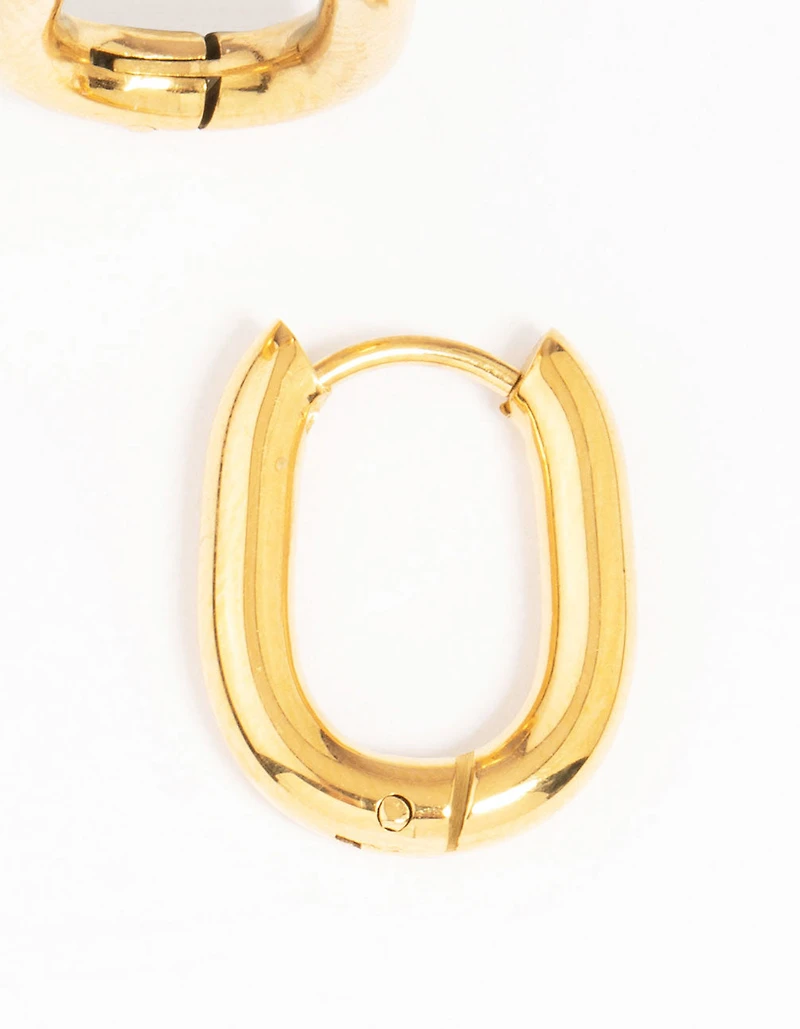 Waterproof Gold Plated Stainless Steel Medium Hoop Earrings