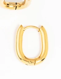 Waterproof Gold Plated Stainless Steel Medium Hoop Earrings