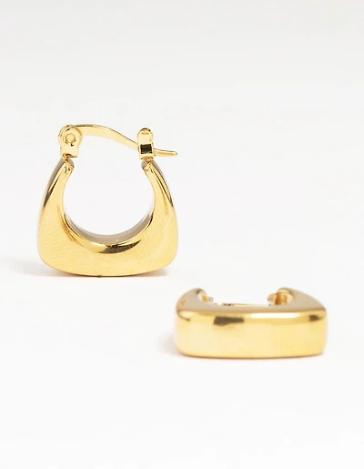 Boucles d’oreilles cerceaux imperméables en acier inoxydable plaqué or à fond épais et courbé