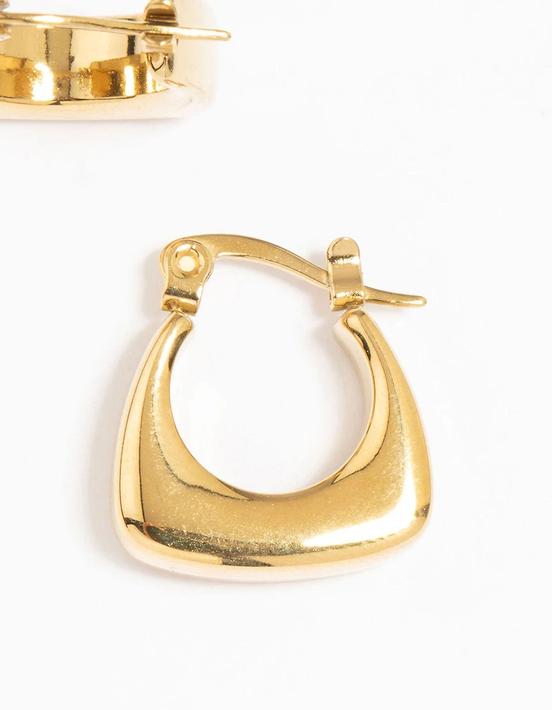 Boucles d’oreilles cerceaux imperméables en acier inoxydable plaqué or à fond épais et courbé