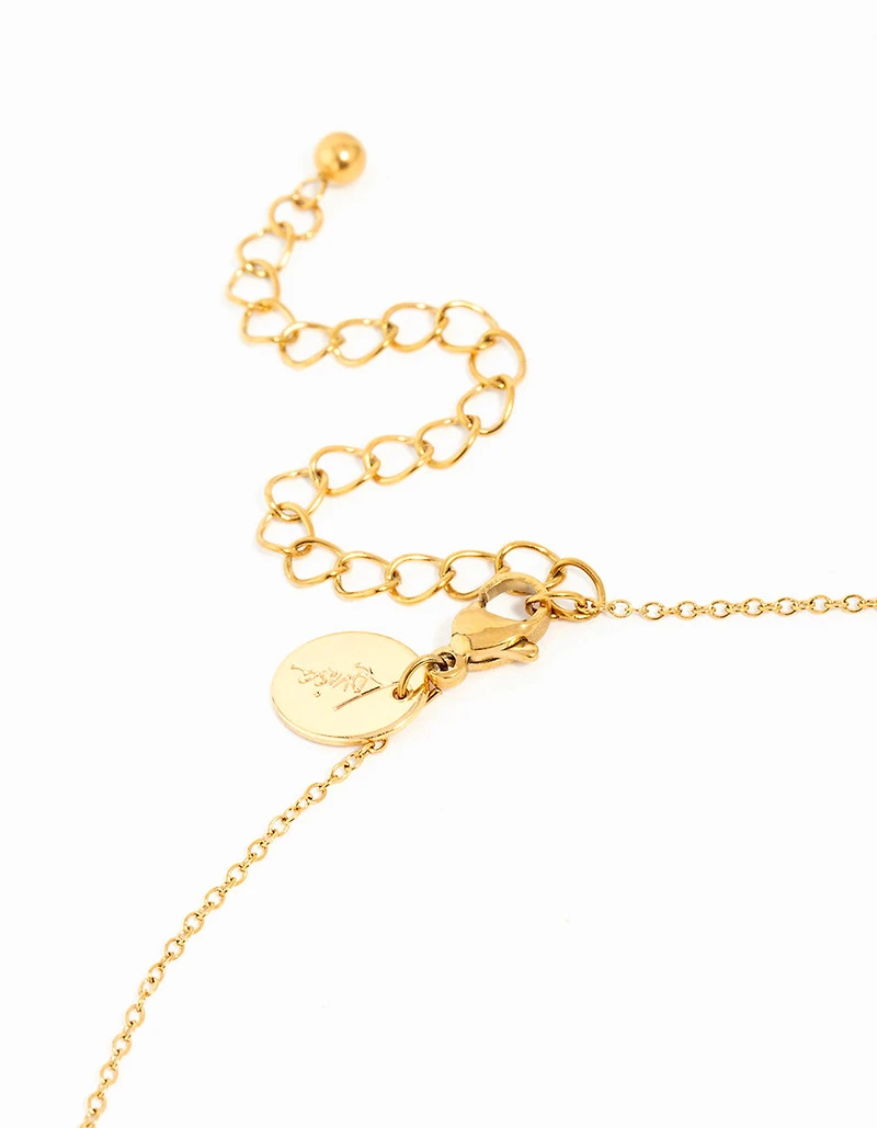 Waterproof Gold Plated Stainless Steel Strawberry & Flower Pendant Necklace