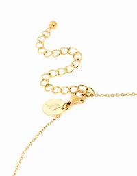 Waterproof Gold Plated Stainless Steel Strawberry & Flower Pendant Necklace