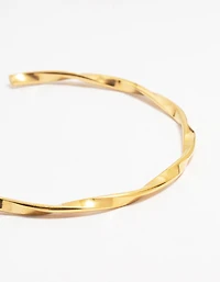Waterproof Gold Plated Stainless Steel Twisted Wrist Cuff