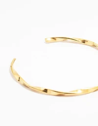 Waterproof Gold Plated Stainless Steel Twisted Wrist Cuff