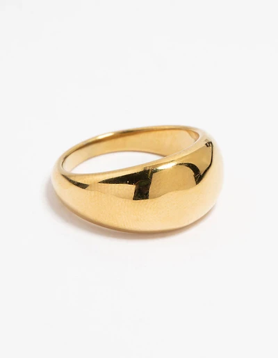 Waterproof Gold Plated Stainless Steel Sleek Chunky Ring
